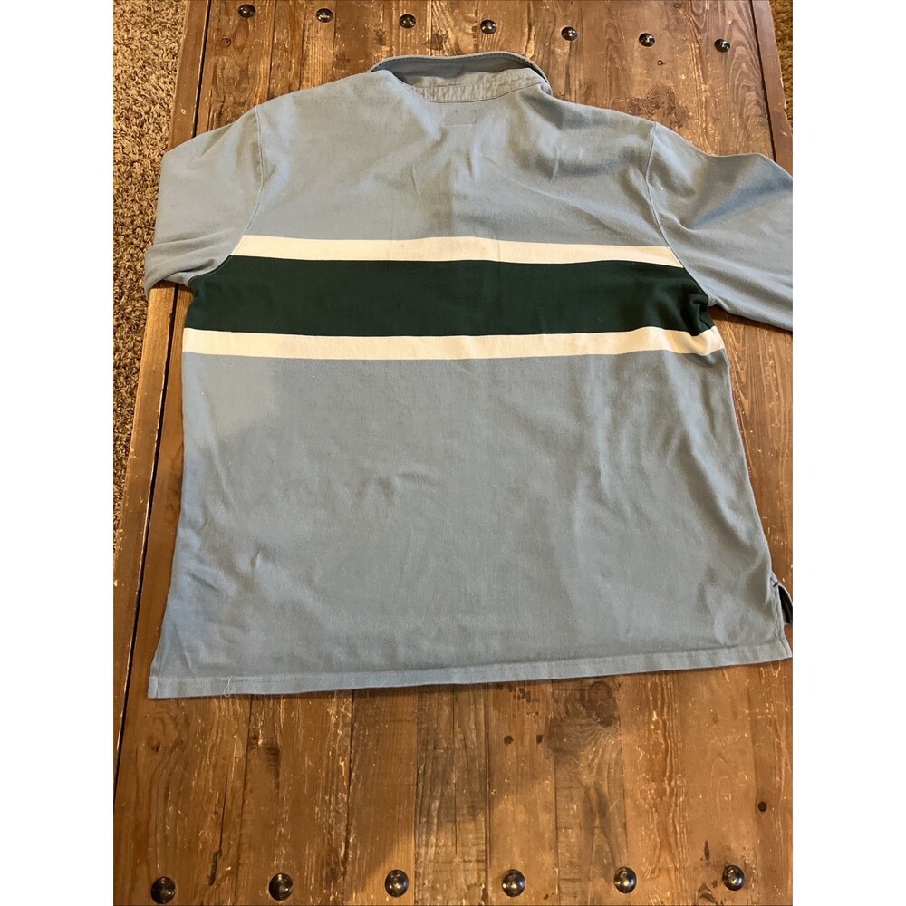 L.L. Bean Men’s Vintage Soft Rugby Stripe Shirt Size XL Blue Green Preppy EUC - Picture 9 of 9